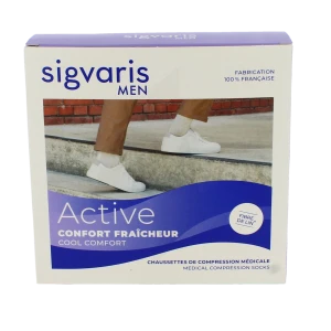 Sigvaris Active Confort FraÎcheur Chaussettes  Homme Classe 2 Écru Large Normal