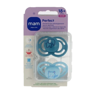 Mam Perfect Sucette Anatomique Silicone +18mois Animaux B/2