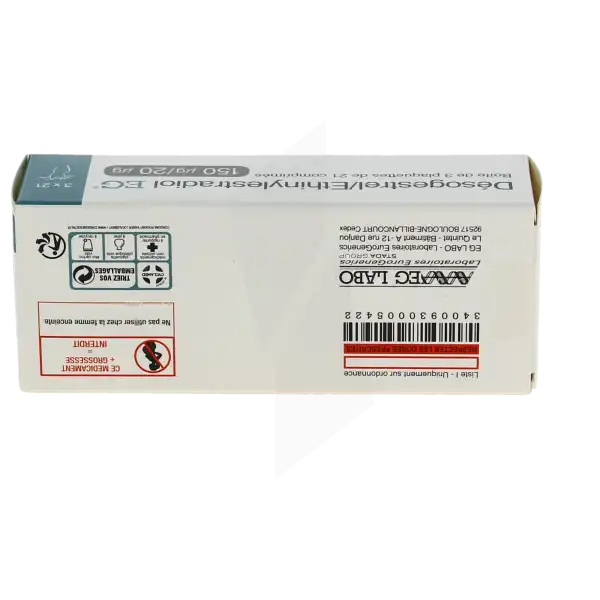 Desogestrel/ethinylestradiol Eg 150 Microgrammes/20 Microgrammes, Comprimé