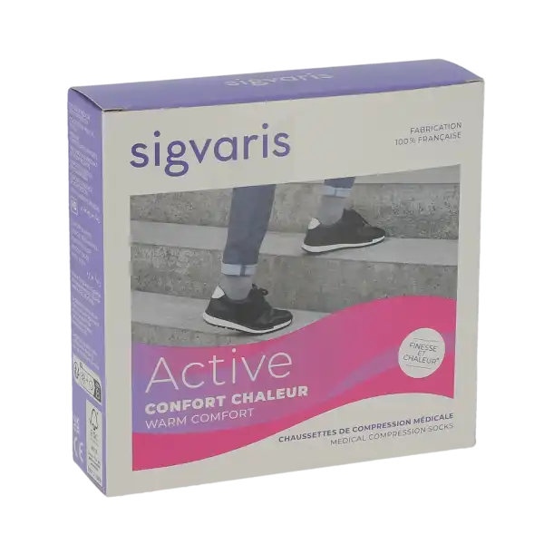 Sigvaris Active Confort Chaleur Soyance Chaussette Classe 2 Femme Plume Normal S