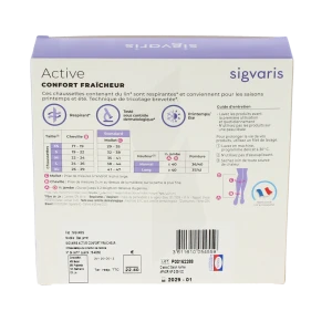 Sigvaris Active Confort FraÎcheur Chaussettes  Femme Classe 2 Écru Small Normal