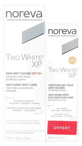 Noreva Trio White Xp Spf50+ Crème Soin Anti-taches T/40ml + Contour Des Yeux
