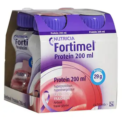Fortimel Protein Sensation Fraîcheur Nutriment Fraise Givrée 4 Bouteilles/200ml à Drocourt