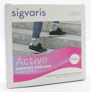 Sigvaris Active Confort Chaleur Soyance Chaussette Classe 2 Femme Marine Normal L