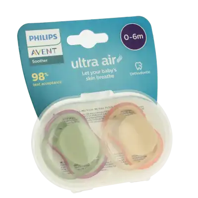 AVENT ULTRA AIR Sucette silicone 0-6mois unie B/2