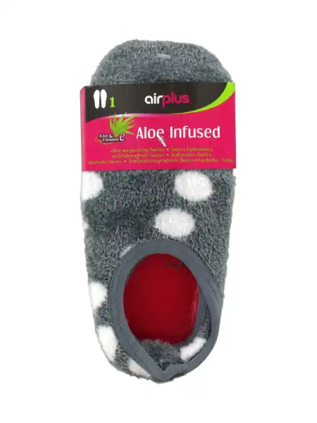 Airplus - Aloe Infused Footies Hydratantes - Gris à Pois Blancs