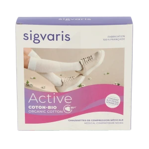 Sigvaris Active Coton Bio 55% Chaussette Classe 2 Femme Beige Normal S