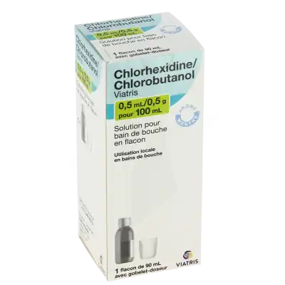 CHLORHEXIDINE/CHLOROBUTANOL VIATRIS 0,5 mL/0,5 g pour 100 mL, solution pour bain de bouche en flacon