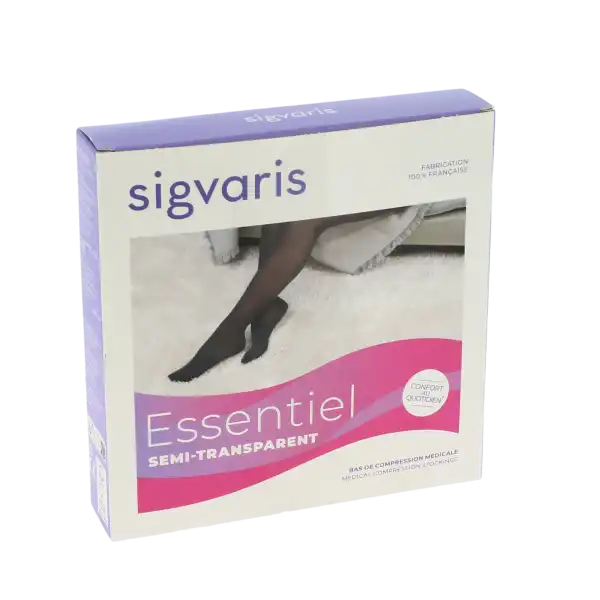 Sigvaris Essentiel Semi-transparent Bas Auto-fixants  Femme Classe 2 Noir Medium Normal