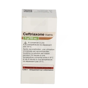Ceftriaxone Viatris 1 G/10 Ml, Poudre Et Solvant Pour Solution Injectable (iv)