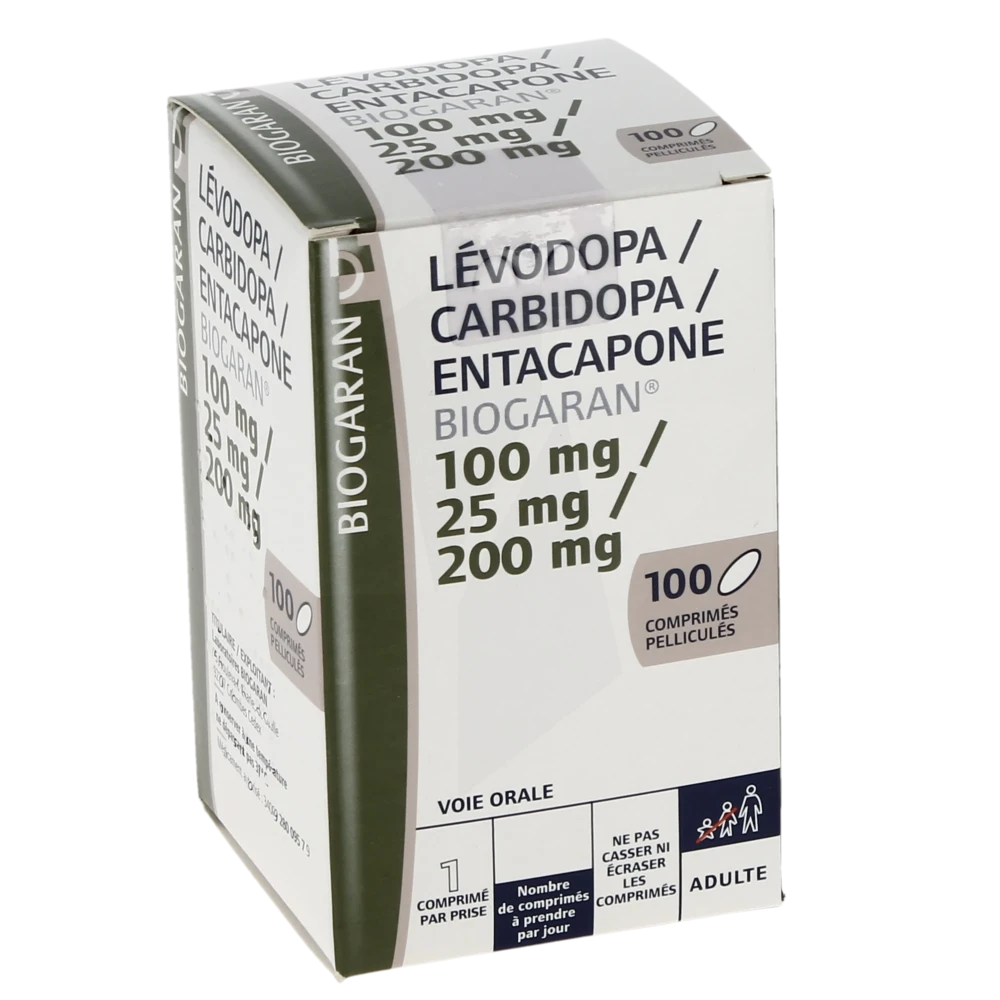 Levodopa/carbidopa/entacapone Biogaran 100 Mg/25 Mg/200 Mg, Comprimé Pelliculé
