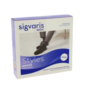 Sigvaris Styles Motifs Rayures Chaussettes  Homme Classe 2 Ardoise Medium Normal