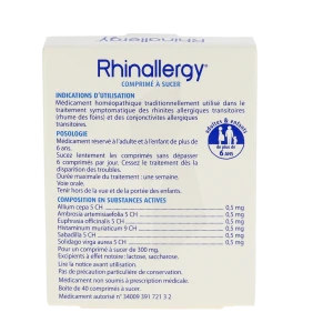 Rhinallergy, Comprimé à Sucer