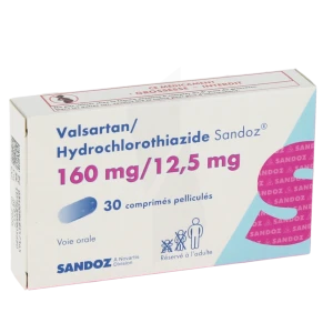 Valsartan/hydrochlorothiazide Sandoz 160 Mg/12,5 Mg, Comprimé Pelliculé
