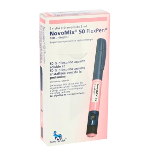 Novomix 50 Flexpen 100 Unités/ml, Suspension Injectable En Stylo Prérempli