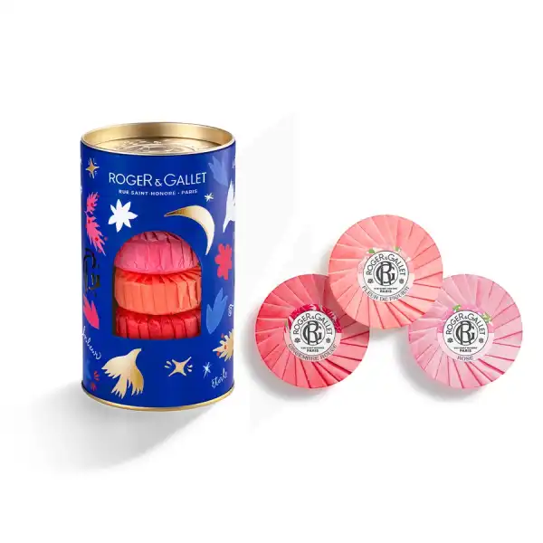 Roger & Gallet 3 Savons Bienfaisants Fleur De Figuier - Gingembre Rouge - Rose Coffret/3/100g