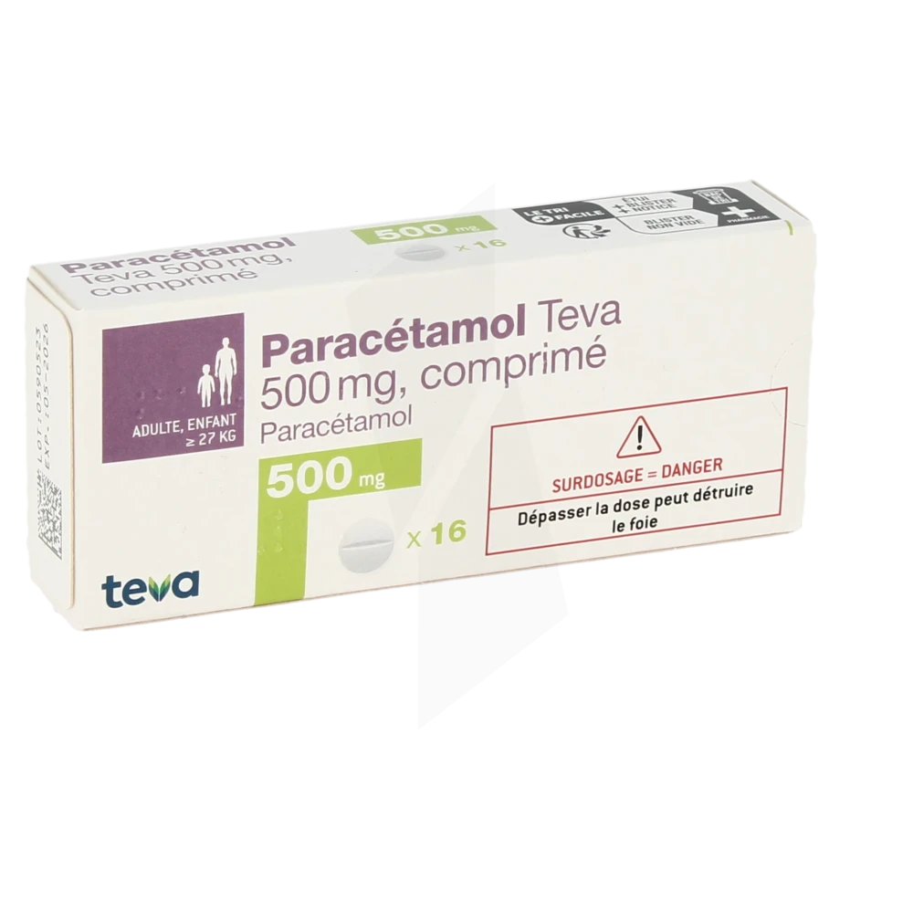 Paracetamol Teva 500 Mg, Comprimé