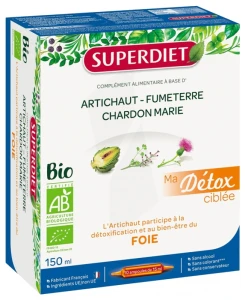 Superdiet Ma Détox Ciblée Artichaut Bio Solution Buvable Foie 10 Ampoules/15ml