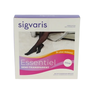 Sigvaris Essentiel Semi-transparent Bas Auto-fixants  Femme Classe 2 Épice Large Normal