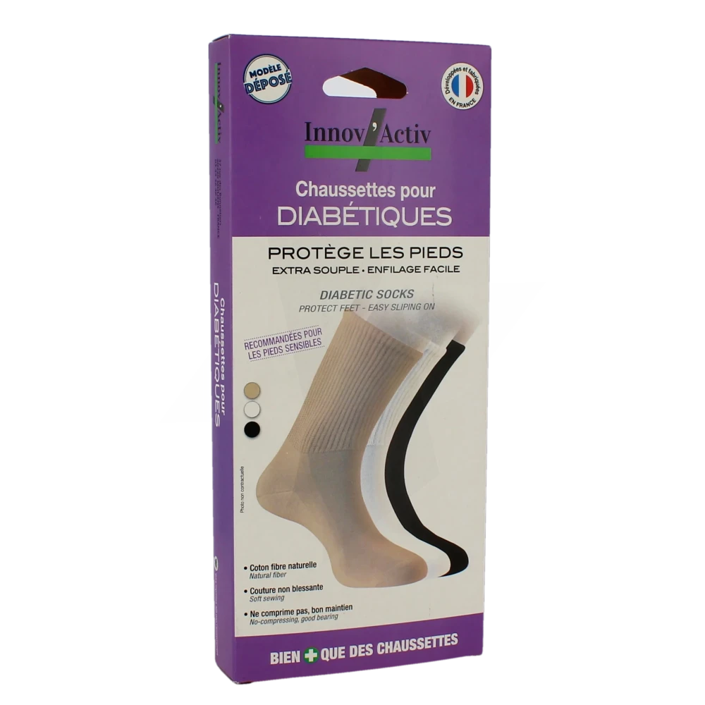 Innov'activ Chaussettes Pour Diabétiques Beige Pointure 41-43