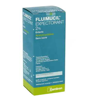 Fluimucil Acetylcysteine 2 % S Buv Expectorant Sans Sucre Enfant Fl/100ml+gob Dos à STRASBOURG
