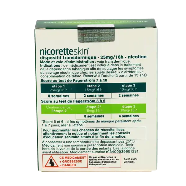 Nicoretteskin 25 Mg/16 Heures, Dispositif Transdermique