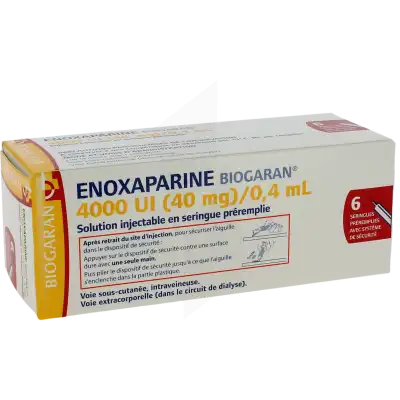 Enoxaparine Biogaran 4000 Ui (40 Mg)/0,4 Ml, Solution Injectable En Seringue Préremplie à Hagetmau