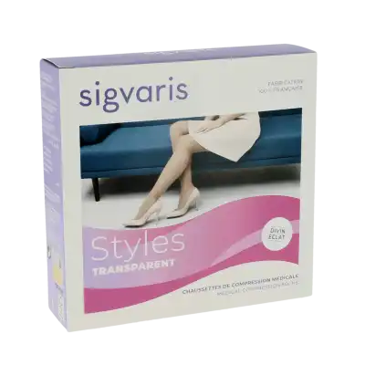 SIGVARIS STYLES TRANSPARENT CHAUSSETTES  FEMME CLASSE 2 BEIGE 110 MEDIUM LONG