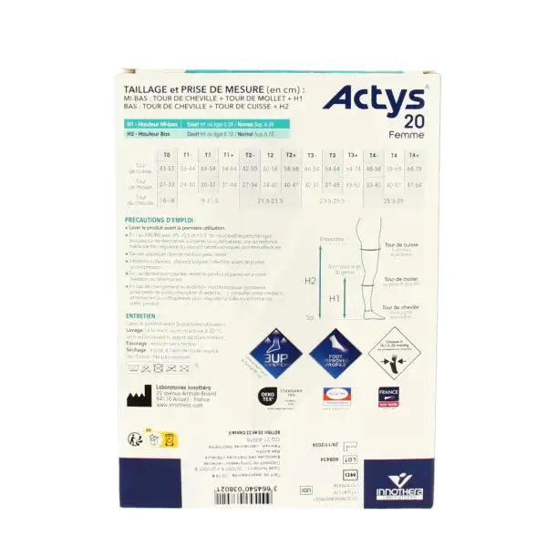 Actys 20 Bas Autofix Pf Femme Noir T2n