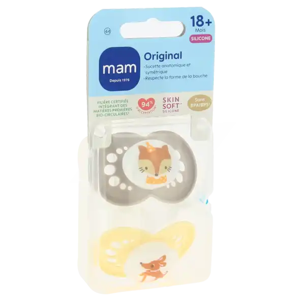 Mam Original Sucette Silicone +18mois Animaux B/2