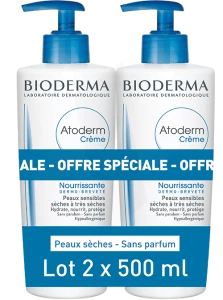 Atoderm Crème Sans Parfum Soin Familial Quotidien Fl Pompe/500ml+fl/500ml