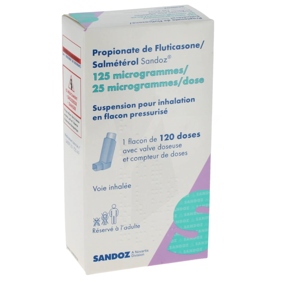 Propionate De Fluticasone/salmeterol Sandoz 125 Microgrammes/ 25 Microgrammes/dose, Suspension Pour Inhalation En Flacon Pressurisé