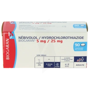Nebivolol/hydrochlorothiazide Biogaran 5 Mg/ 25 Mg, Comprimé Pelliculé