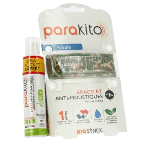 Parakito Bracelet Anti-moustique Adulte Camouflage +spray Offert 30ml