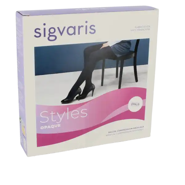 Sigvaris Styles Opaque Collant  Femme Classe 2 Noir Large Normal