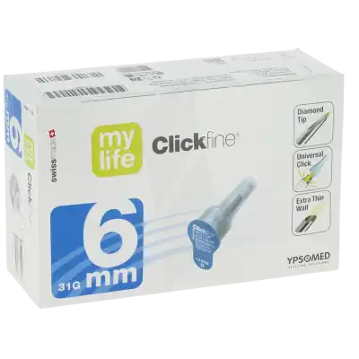 Mylife Clickfine, 6 Mm X 0,25 Mm, Bt 100 à PINS-JUSTARET