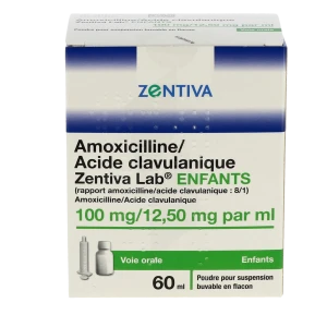 Amoxicilline/acide Clavulanique Zentiva Lab 100 Mg/12,50 Mg Par Ml Enfants, Poudre Pour Suspension Buvable En Flacon (rapport Amoxicilline/acide Clavulanique : 8/1)