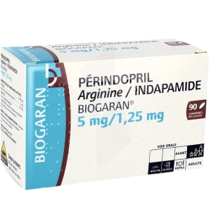 Perindopril Arginine/indapamide Biogaran 5 Mg/1,25 Mg, Comprimé Pelliculé