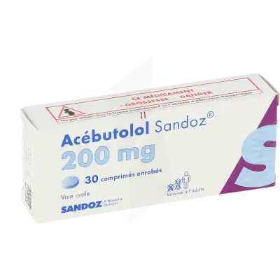 Acebutolol Sandoz 200 Mg, Comprimé Enrobé à Bordeaux