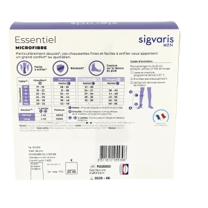 Sigvaris Essentiel Microfibre Chaussettes  Homme Classe 2 Gris Clair Small Normal