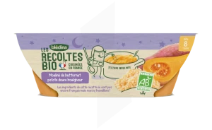 Blédina Les Récoltes Bio Mouliné De Butternut Patate Douce Boulghour 2 Bols/200g
