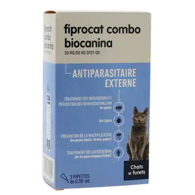 Fiprocat Combo 50 Mg/60 Mg Solution Pour Spot-on Chat Et Furet 3pipettes/0,5ml à RUMILLY