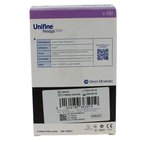 Unifine Plus Aiguille Avec Désadaptateur Pour Stylo 5mm B/100