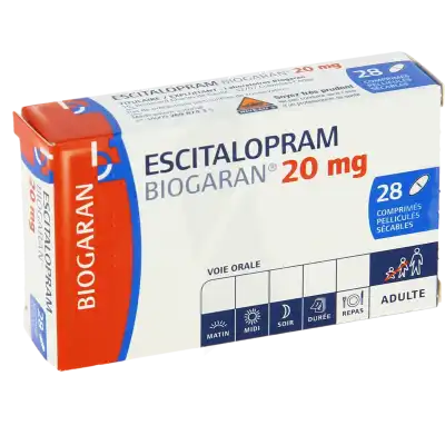 ESCITALOPRAM BIOGARAN 20 mg, comprimé pelliculé sécable