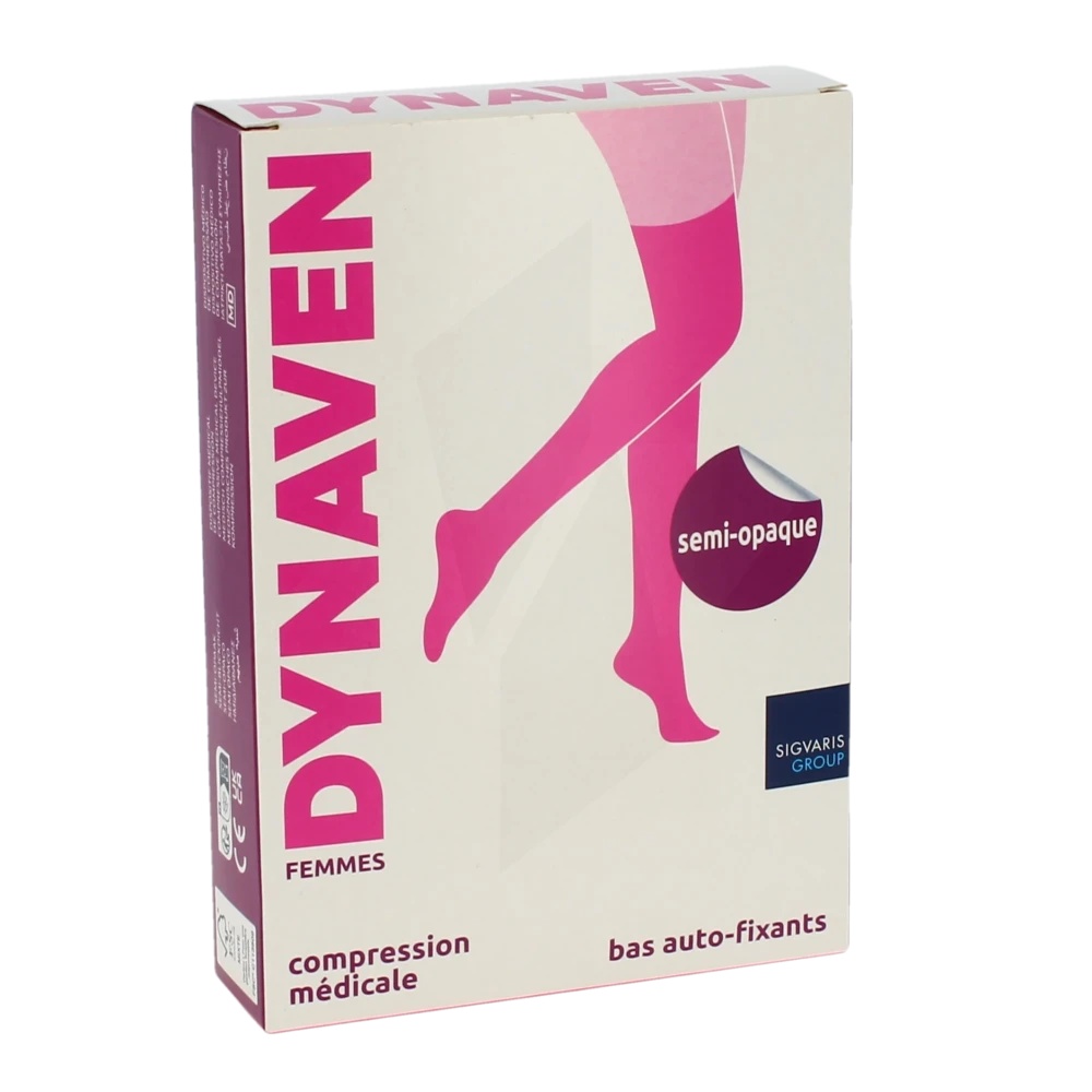 Sigvaris Dynaven Semi-opaque Bas Auto-fixants Morpho+ Classe 2 Femme Noir Normal L