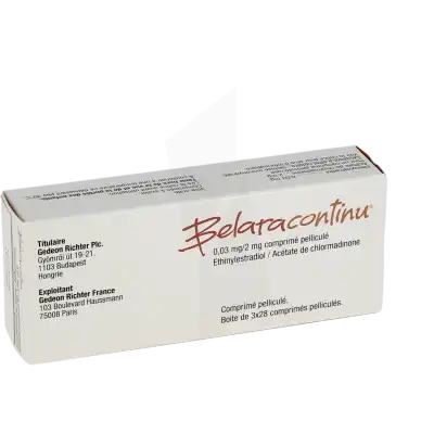 Belaracontinu 0,03 Mg/2 Mg, Comprimé Pelliculé à CHAMPAGNOLE