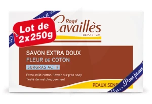 Rogé Cavaillès Savon Solide Surgras Extra Doux Fleur De Coton 2x250g