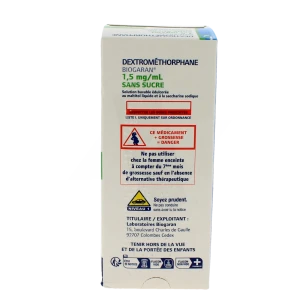 Dextromethorphane Biogaran 1,5 Mg/ml Sans Sucre, Solution Buvable édulcorée Au Maltitol Liquide Et à La Saccharine Sodique