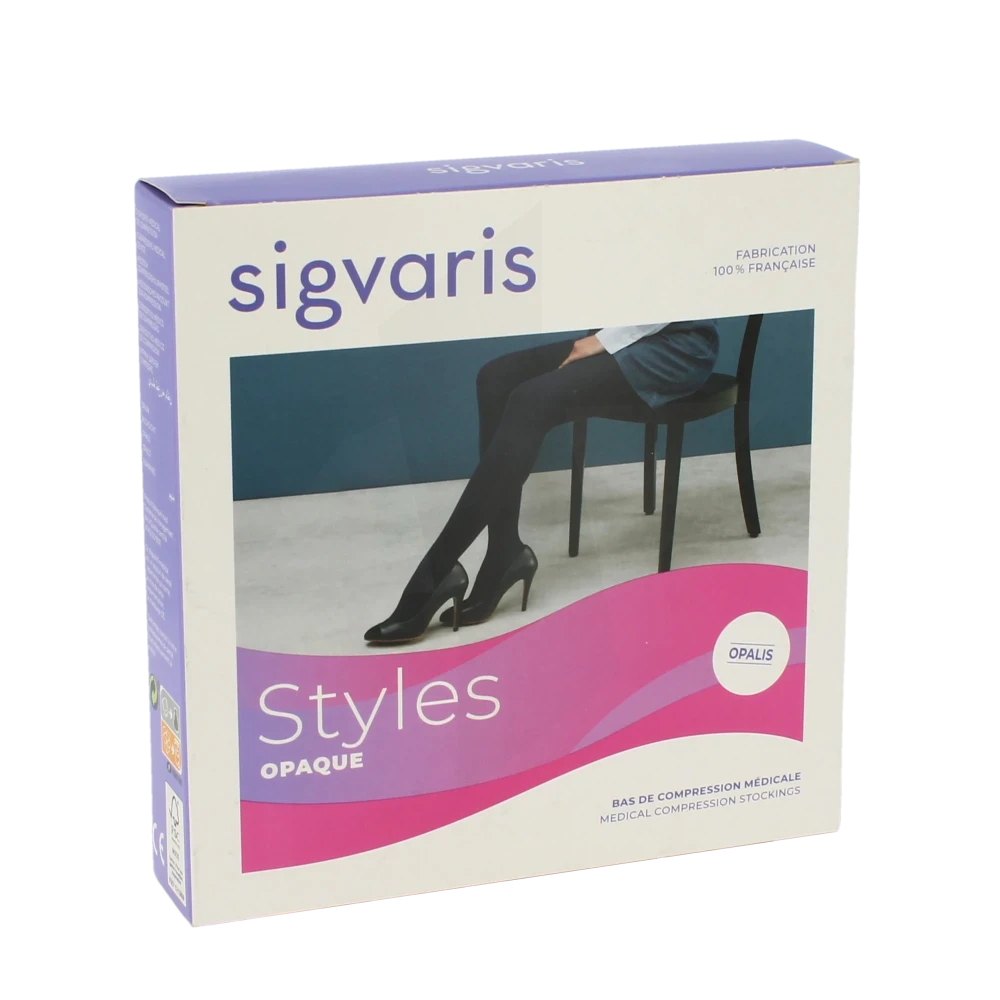 Sigvaris Styles Opaque Bas Auto-fixants  Femme Classe 2 Noir Medium Normal