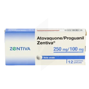Atovaquone/proguanil Zentiva 250 Mg/100 Mg, Comprimé Pelliculé